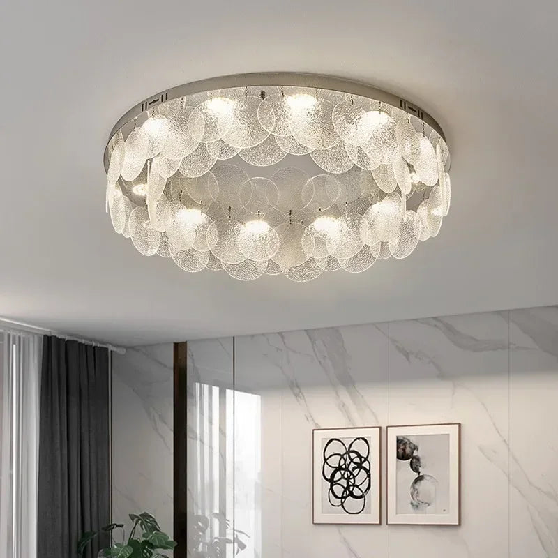 Afralia™ Glass Chandelier LED Ceiling Lamp | Modern Metal Art | Indoor Living Room Kitchen Decoration