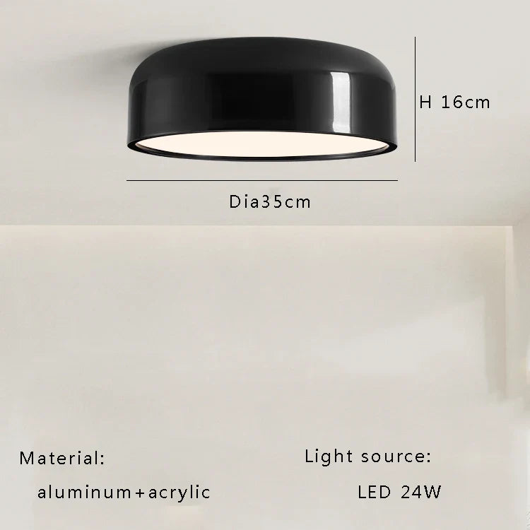 Afralia™ Italian Minimalist Round LED Ceiling Lamp Black White Bedroom Light