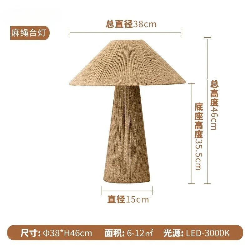 Afralia™ Vintage Handmade Rattan Table Lamp LED E27 for Living Room Bedroom