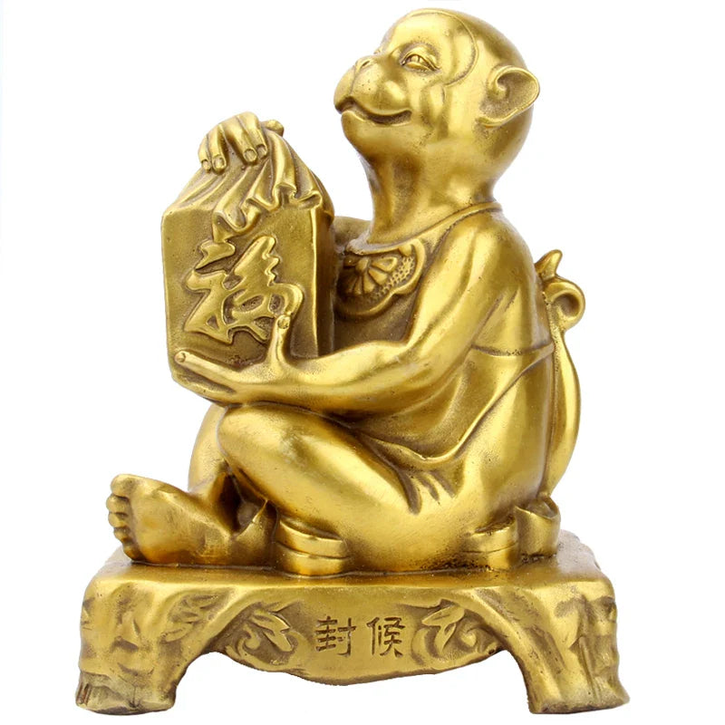 Afralia™ Brass Copper Monkey Cornucopia: Lucky Wealth Feng Shui Home Decoration