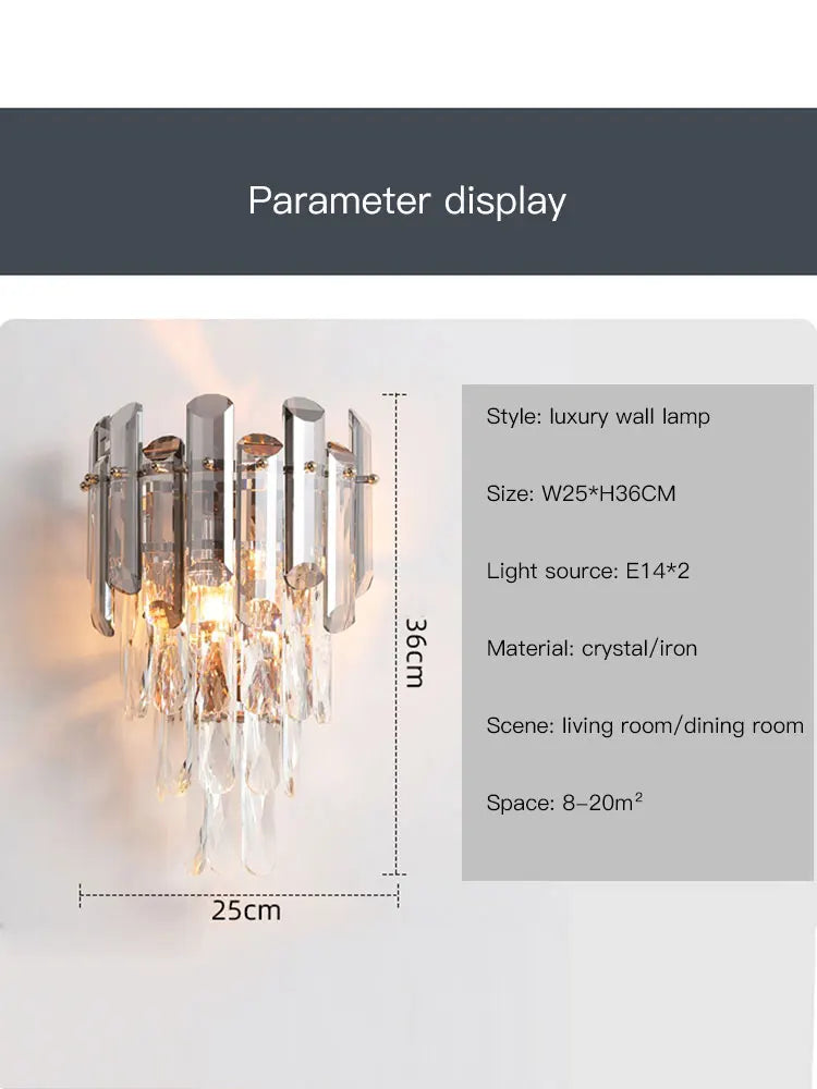 Afralia™ Modern Gold LED Crystal Wall Sconce for Living Room Bedroom Stairs Aisle Lighting