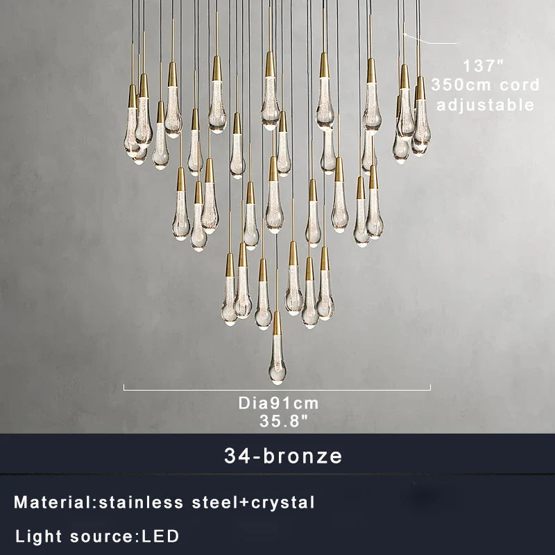 Afralia™ Crystal Water-drop Ceiling Chandelier, Elegant Dining Room Décor.