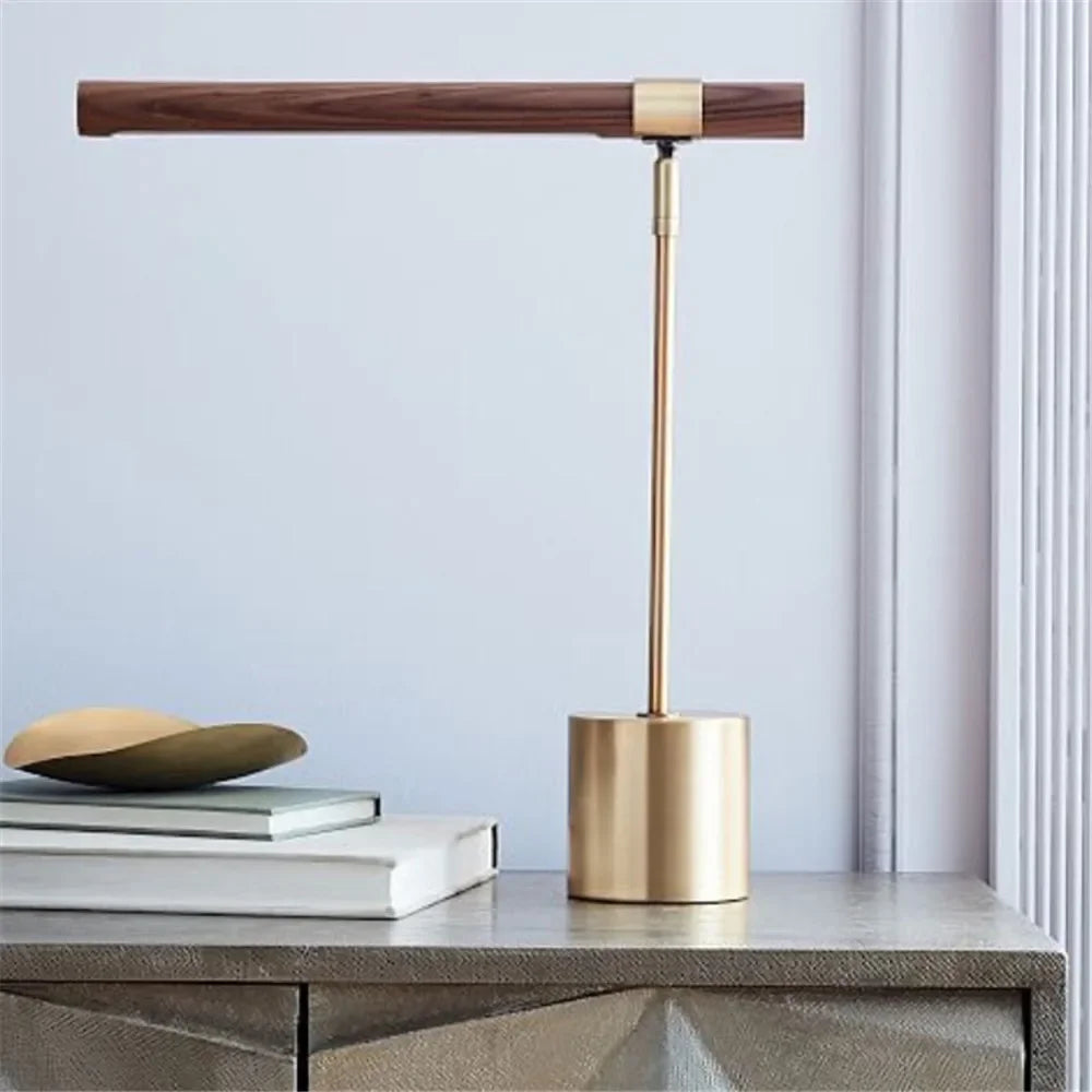 Afralia™ Wood Grain LED Desk Lamp for Hotel Art Decoration & Study