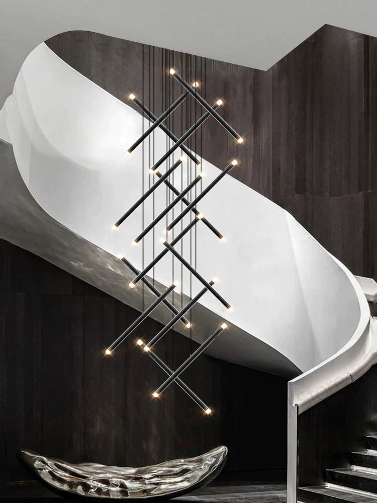 Afralia™ LED Staircase Pendant Chandelier, Modern Nordic Restaurant Hanging Light