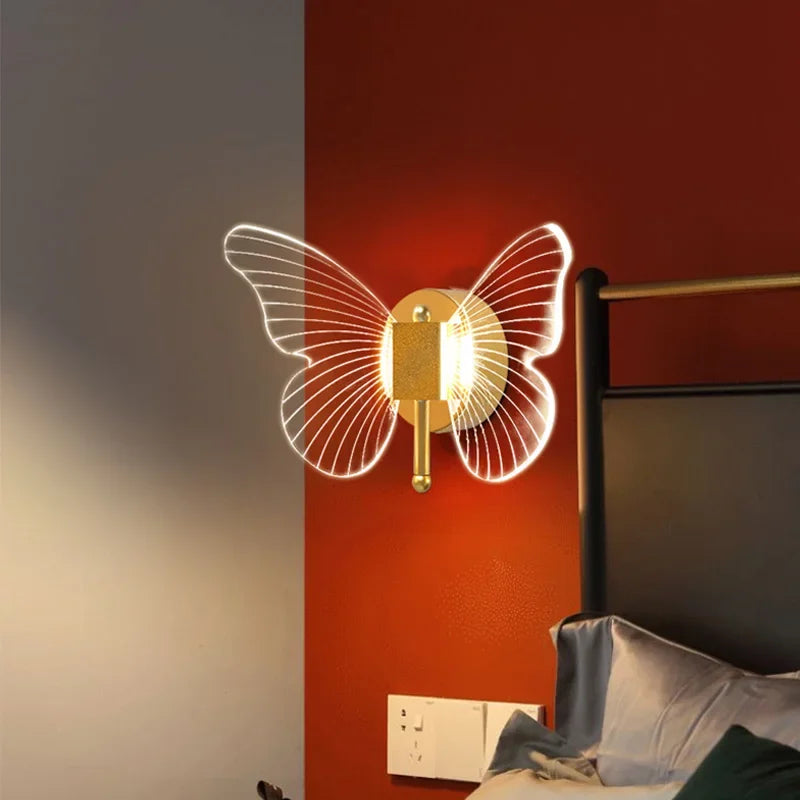 Afralia™ Butterfly Wall Lamp: Nordic Style Indoor Lighting Fixture for Bedroom and Living Room