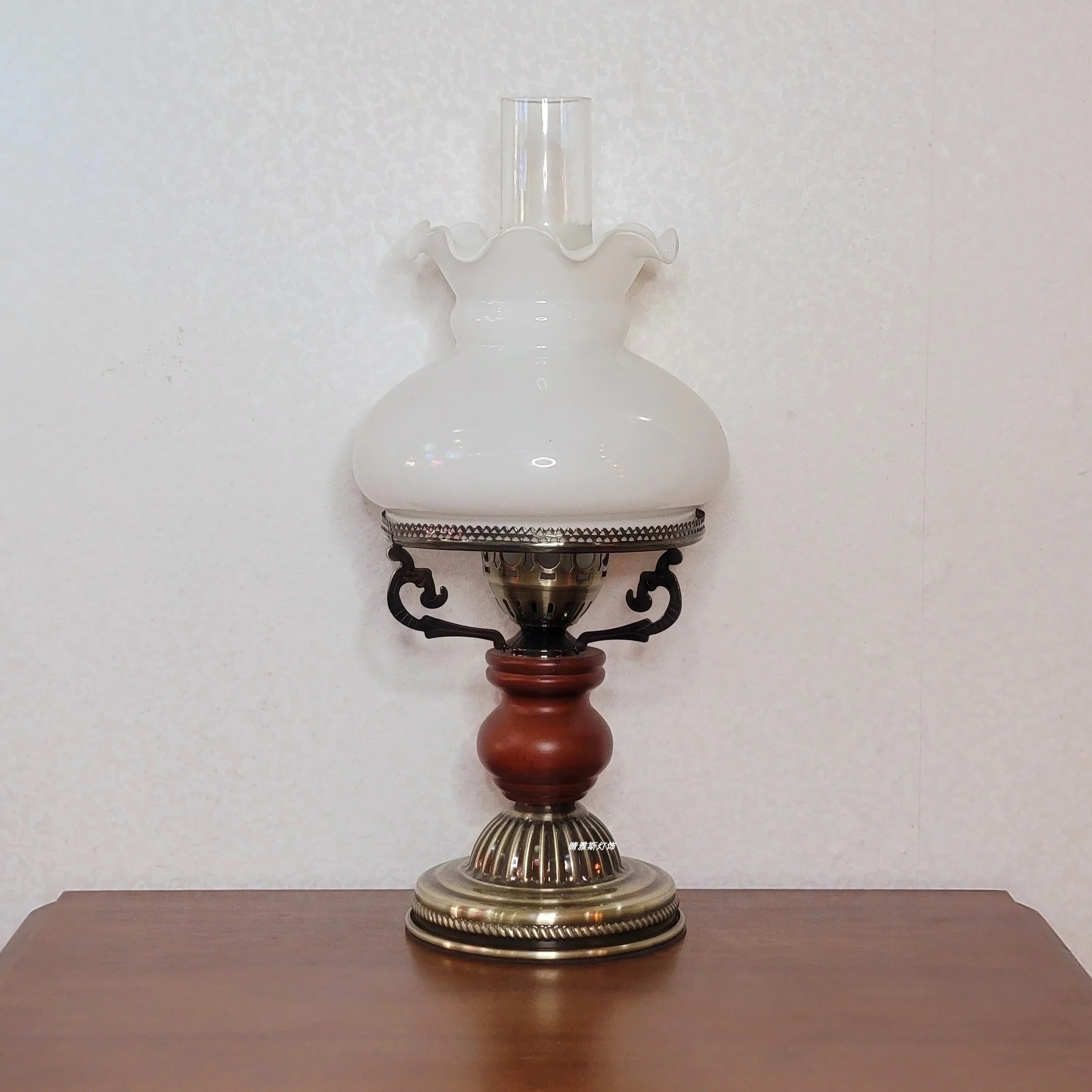 Afralia™ Vintage Solid Wood Desk Lamp for Living Room, Bedroom, and Study