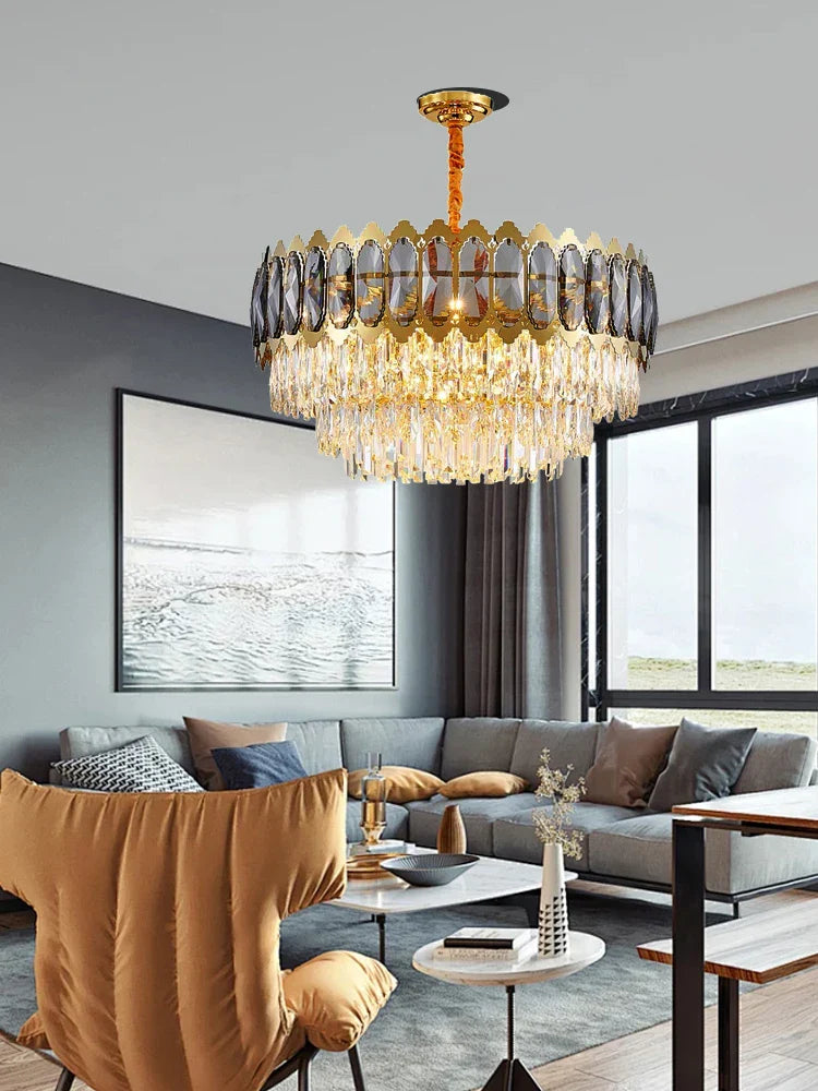 Afralia™ Crystal Ceiling Chandelier for Modern Living Room Decor