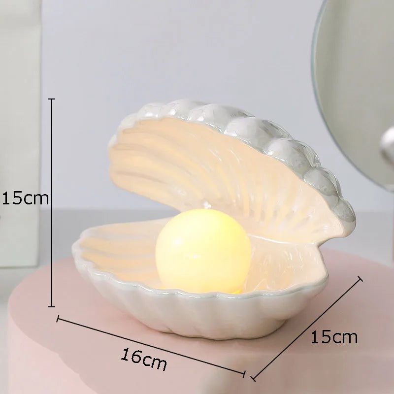 Afralia™ Dream Pearl Ceramic Lamp Desk Decoration Modern Home Decor Ornaments Shell Storage Box