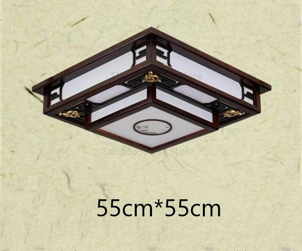 Afralia™ Antique Style Solid Wood Led Ceiling Light for Living Room Bedroom & Study