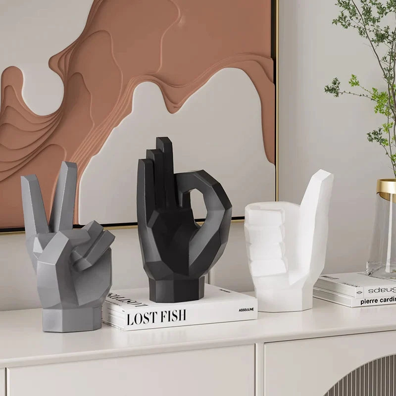 Afralia™ Gesture Art Decor for Home Office Living Room Bookcase Wine Cabinet