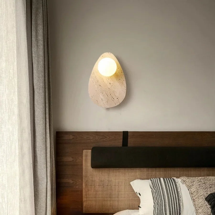 Afralia™ Yellow Travertine LED Wall Lamp - Modern Glass Stair Light