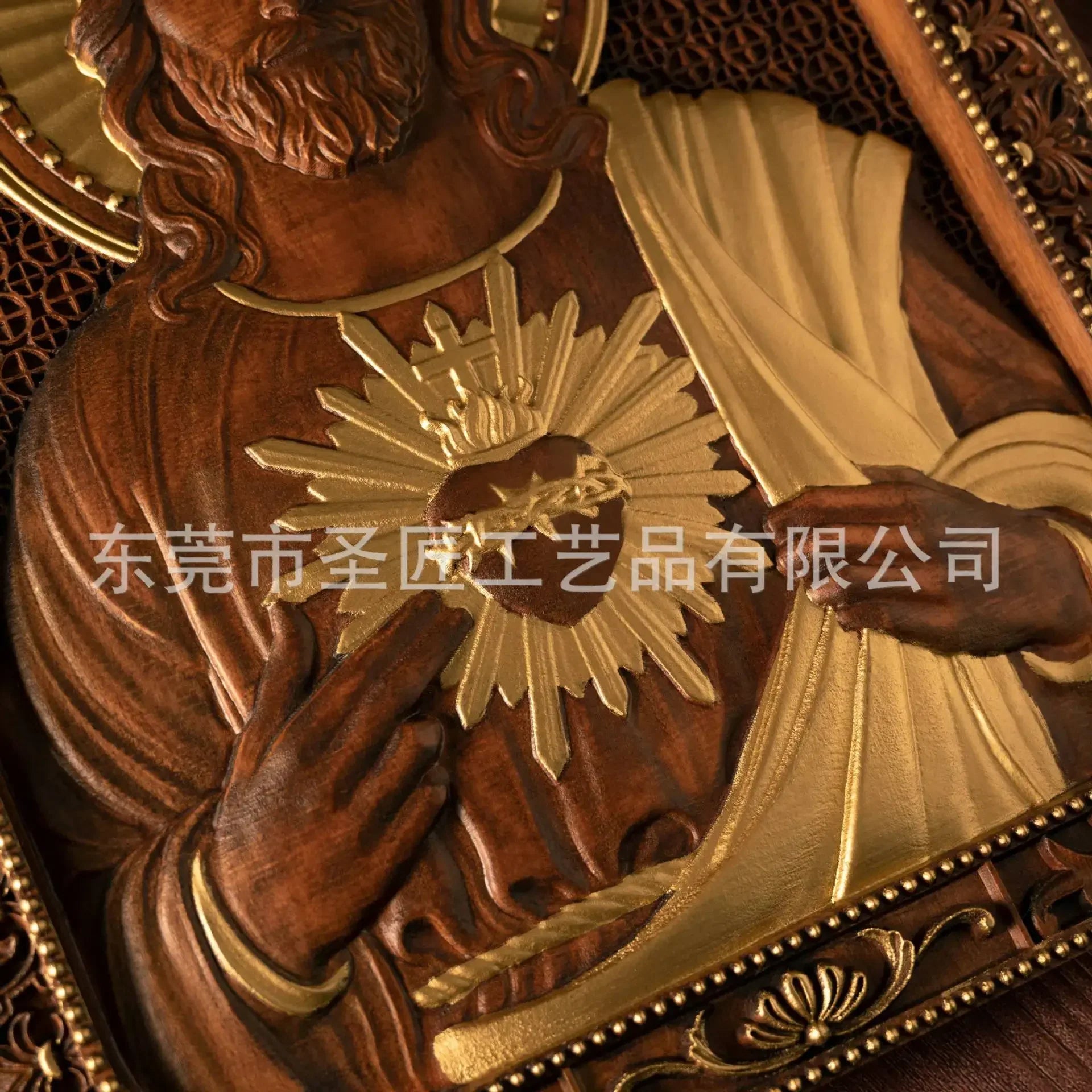 Afralia™ Sacred Heart Jesus Statue Wooden Plaque Wall Hanging Home Church Decor
