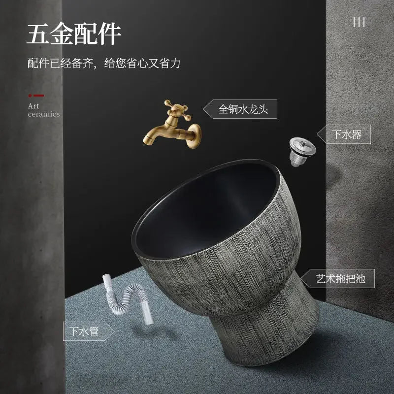 Afralia™ Retro Outdoor Ceramic Basin Column Wash Basin for Bathroom Sinks