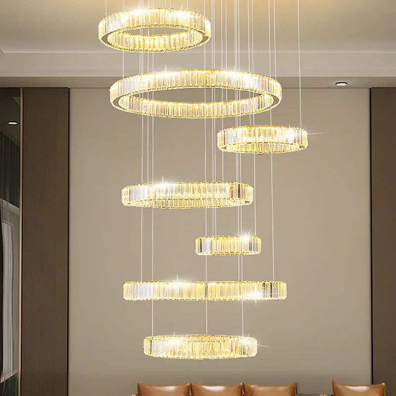 Afralia™ Luxury Crystal Chandelier Modern Led Lighting for Ining Room Staircase Villa Hall