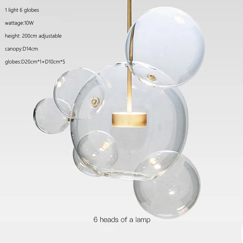 Afralia™ Glass Bubble Ball LED Chandelier Mickey Light for Modern Indoor Spaces