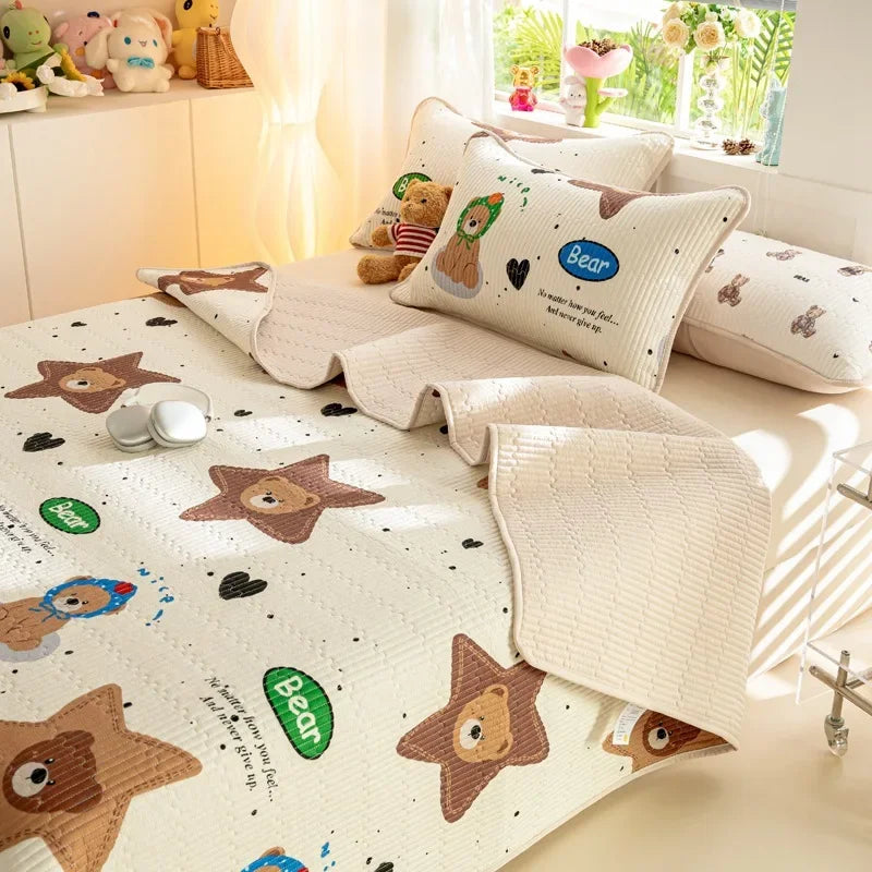 Afralia™ Cartoon Pattern Cotton Single Mattress Mat: Summer Comfort & Non-Slip Performance