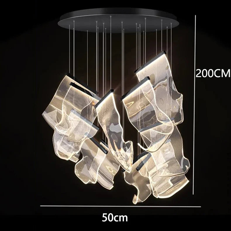 Afralia™ Crystal Chandelier Stair Pendant Living Room Lighting Modern Interior Pendant Lights