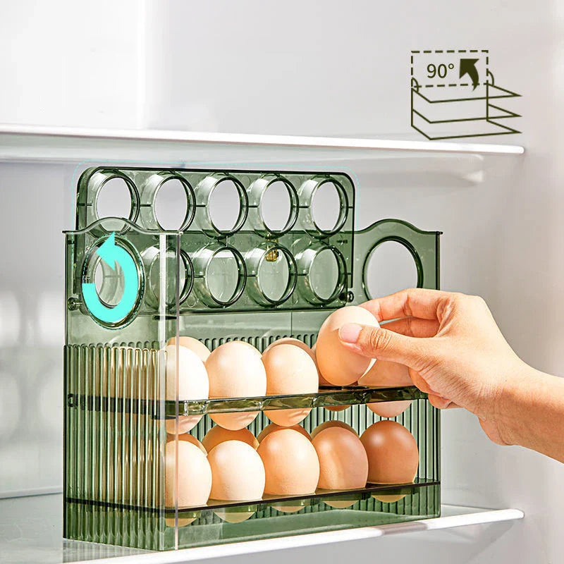 Afralia™ 30-Grid Egg Holder Dispenser for Refrigerator: Large Capacity Auto-Flip Container