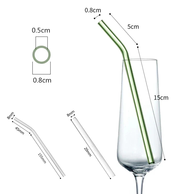 Afralia™ Glass Straw Set for Smoothies Cocktails Bar - Reusable, High Borosilicate Straw