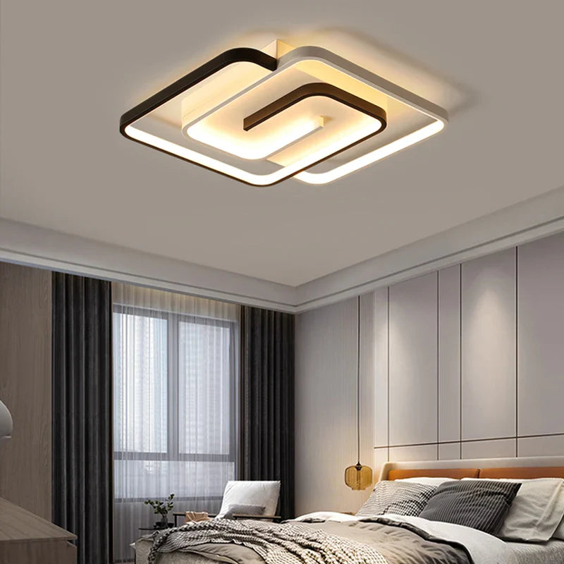 Afralia™ Modern LED Ceiling Lamp for Home Decor, Black White Chandeliers for Living Room Bedroom Kitchen Study