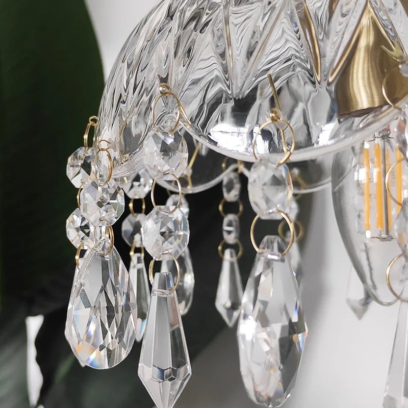Afralia™ Crystal Glass LED Copper Pendant Lights for Bedroom Living Dining Room