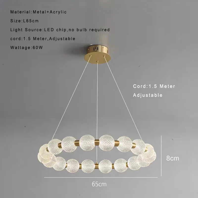 Afralia™ Nordic Luxury Copper LED Chandelier Pendant Lamp Home Decor Light