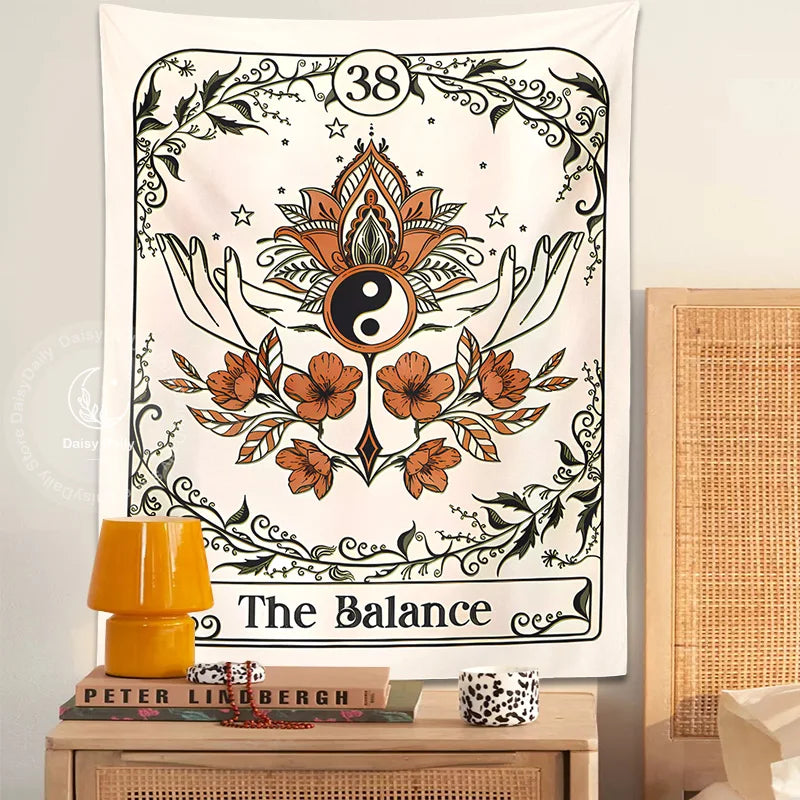 Afralia™ Balance Tarot Tapestry Wall Hanging - Mystical Bohemian Sun Moon Decor