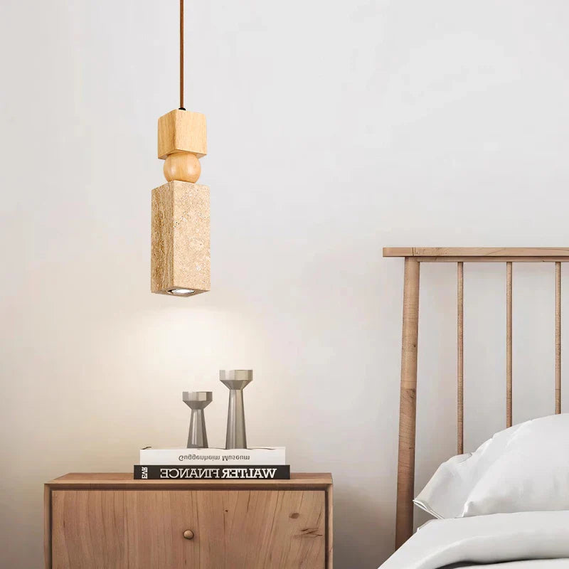 Afralia™ Columnar Stone LED Pendant Lamp - Yellow Travertine - Nordic Minimalism