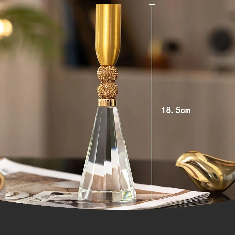 Afralia™ Crystal Lotus Candle Holder Desk Decor Romantic Candlestick Modern Home Accents