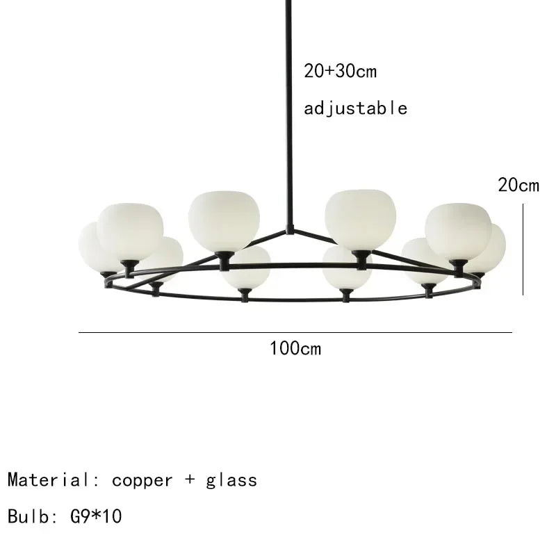 Afralia™ Modern Glass Ball LED Pendant Lights for Living Room Dining Room Kitchen Chandelier