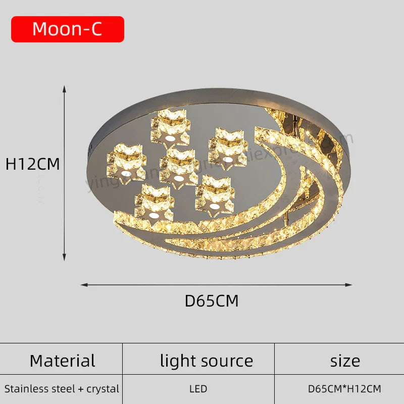 Afralia™ Heart Crystal LED Chandelier Modern Living Room Dining Ceiling Light