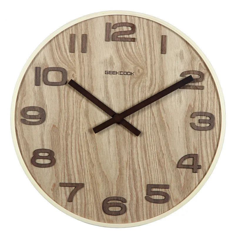 Afralia™ Bamboo Wall Clock Modern Design Living Room Decor Timepiece
