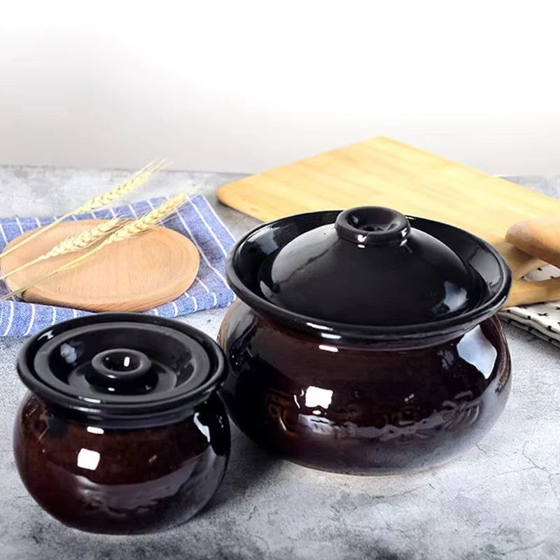 Afralia™ Ceramic Casserole Soup Stew Pot with Lid - Kitchen Cooking Pot