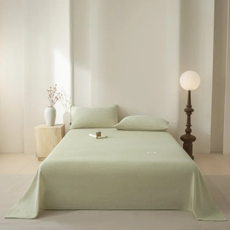 Afralia™ Solid Double-Layer Cotton Bedsheet: Soft, Cozy, High-Quality Flat Sheet for All Seasons