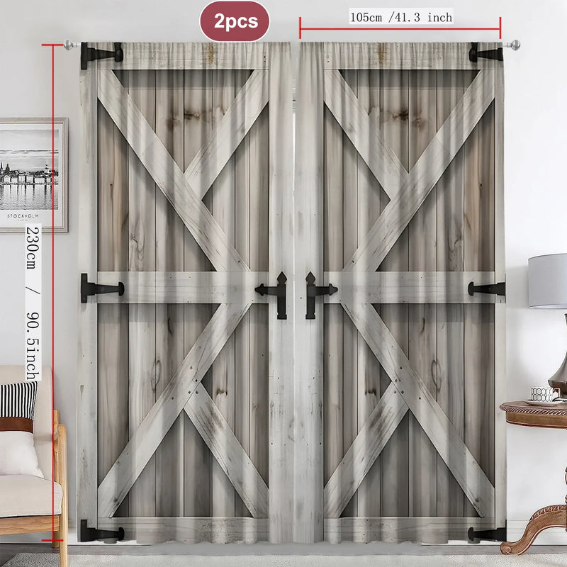 Vintage Wooden Door Bookshelf Curtains by Afralia™: Perfect for Home, Kitchen, Coffee Shop & Living Room