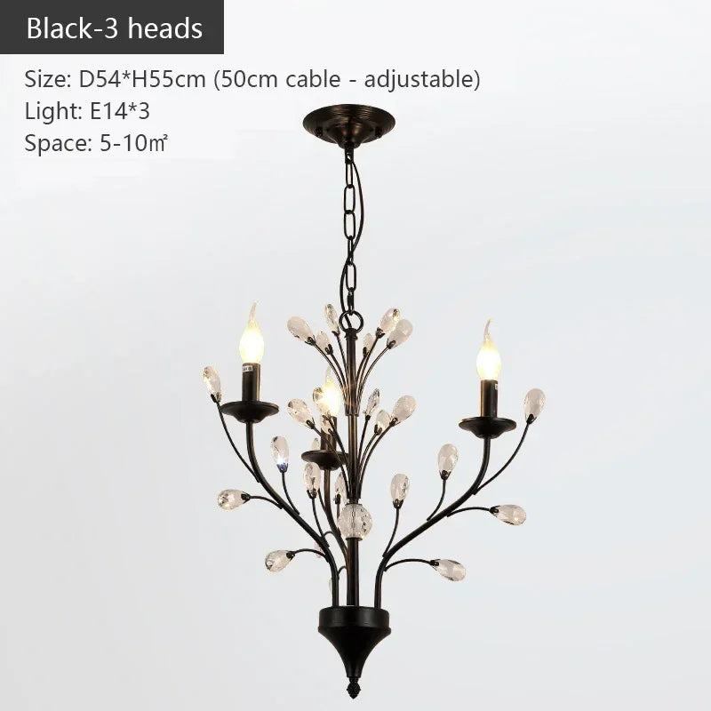 Afralia™ Vintage Crystal LED Ceiling Chandelier for Country Living Room Lighting