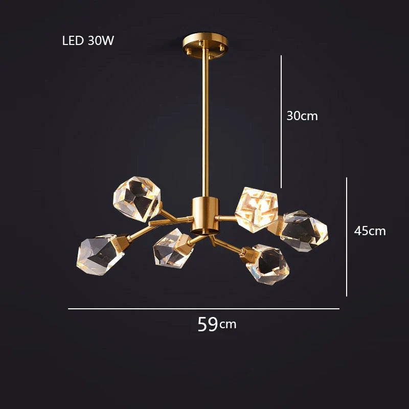 Afralia™ Diamond Crystal Brass LED Pendant Light Gold Luxury Hanglamp