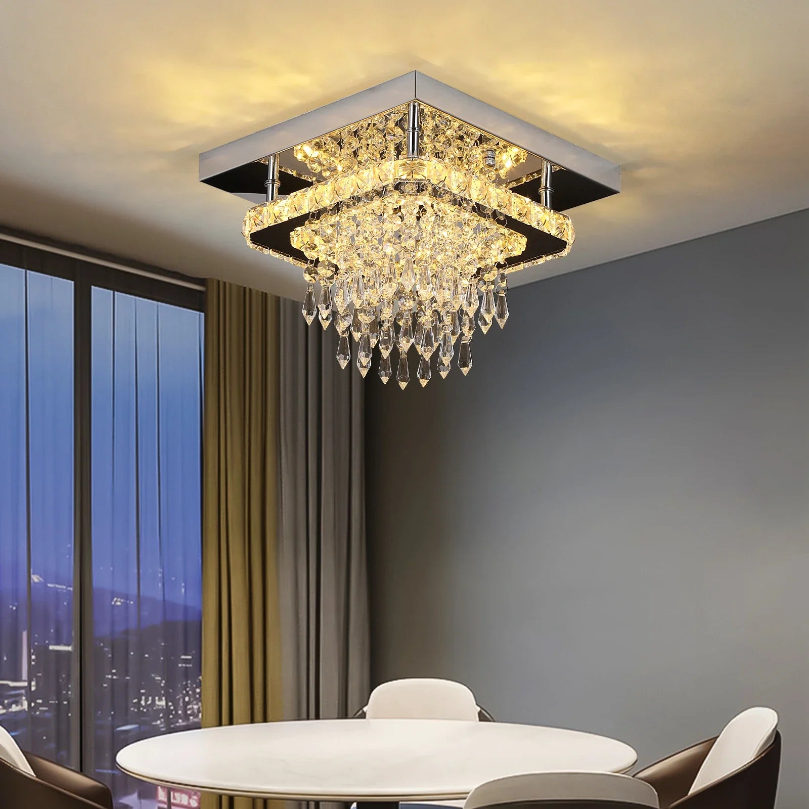 Afralia™ Crystal Ceiling Chandelier: Modern K9 LED Smart Ring Light Fixture for Dining & Living Room