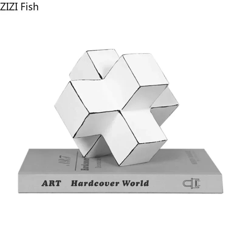 Afralia™ Cube Block Sculpture Resin Desk Decoration Modern Artwork Ornament