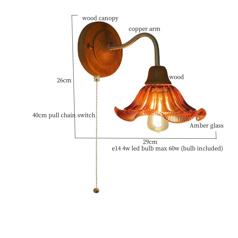 Afralia™ Flower Glass LED Wall Lamp, Nordic Modern Design for Bedroom, Living Room, Bathroom