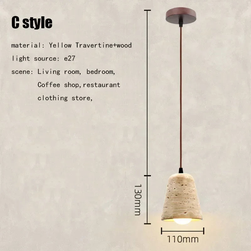 Afralia™ Elegant Wabi Sabi Travertine Pendant Lamp for Dining Desk & Kitchen Island