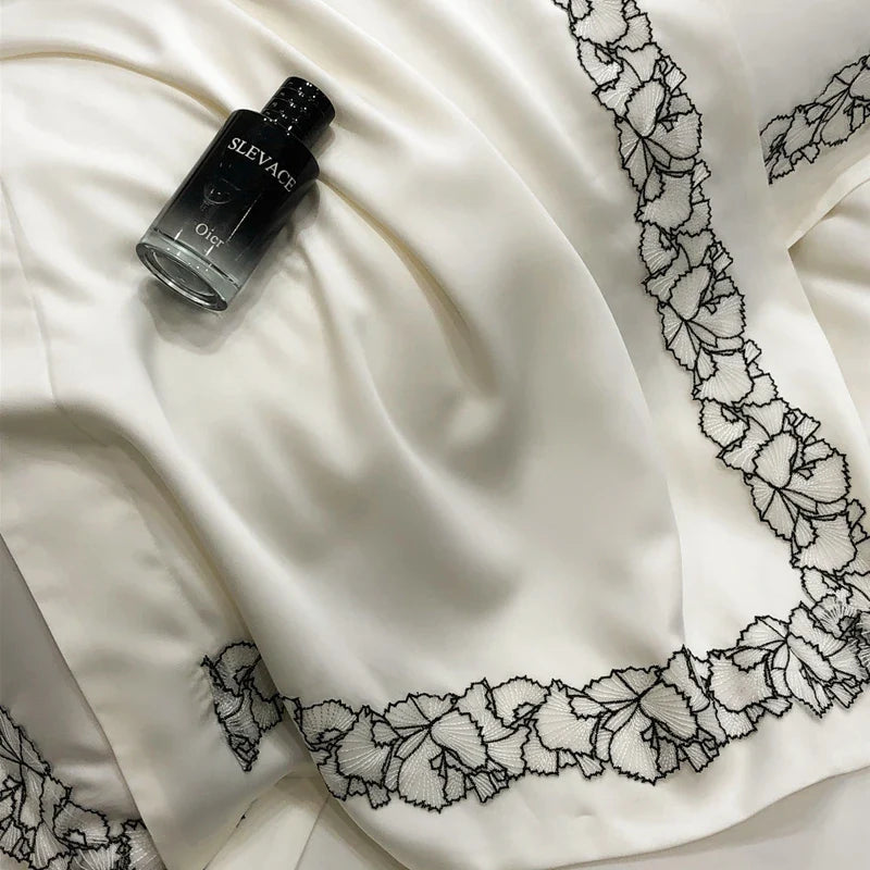 Afralia™ Silky Eucalyptus Fiber Bedding Set with Wide Lace Edge