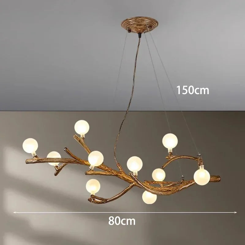 Afralia™ Vintage Resin Tree Branch Chandelier Glass Lightshade for Living Room Kitchen Island