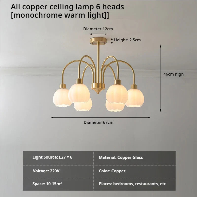 Afralia™ Lily of the Valley Copper Chandelier for Bedroom, Living Room, Dining Room.