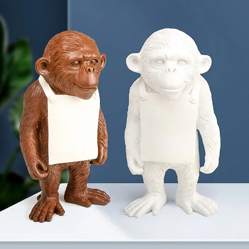 Afralia™ Gorilla Sculpture Resin Figure Monkey Statue Home Decor Living Room Figurine Craft