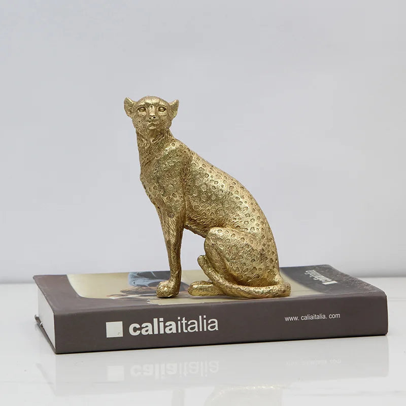 Afralia™ Leopard Print Cheetah Resin Crafts: Realistic Home Office Decor