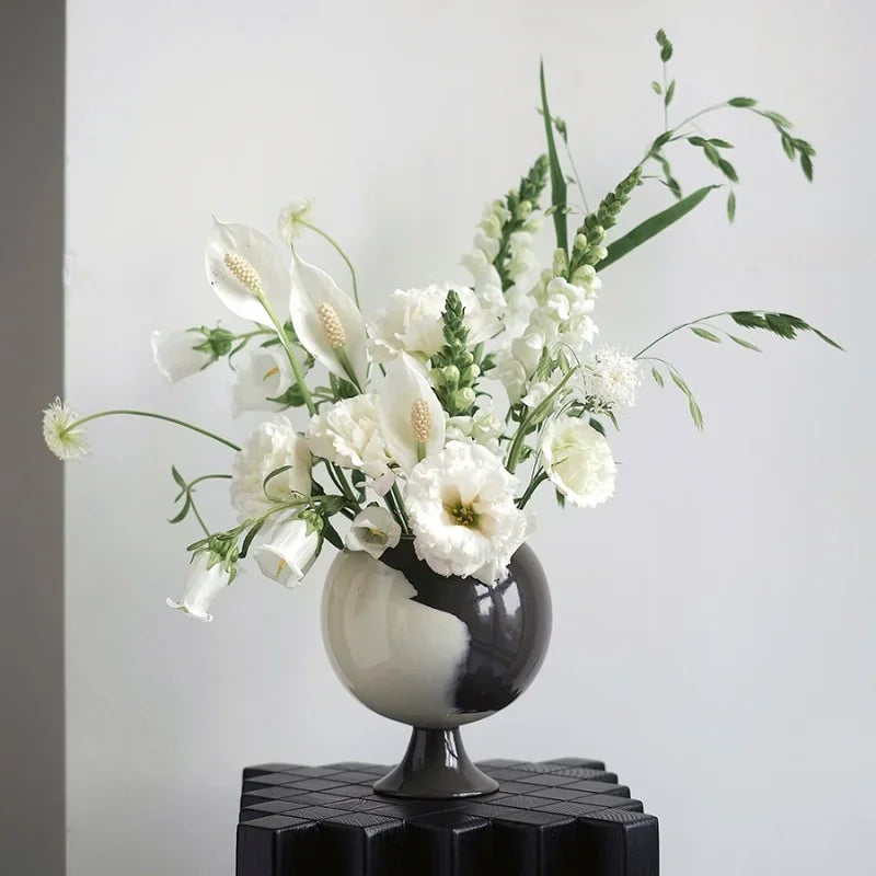 Afralia™ Irregular Grain Spherical Ceramic Vase for Home Decoration and Floral Arrangements
