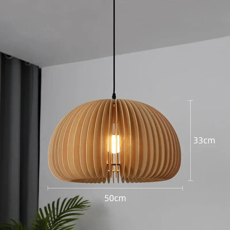 Afralia™ Pumpkin Wooden Pendant Light Fixture for Home and Restaurant Decor
