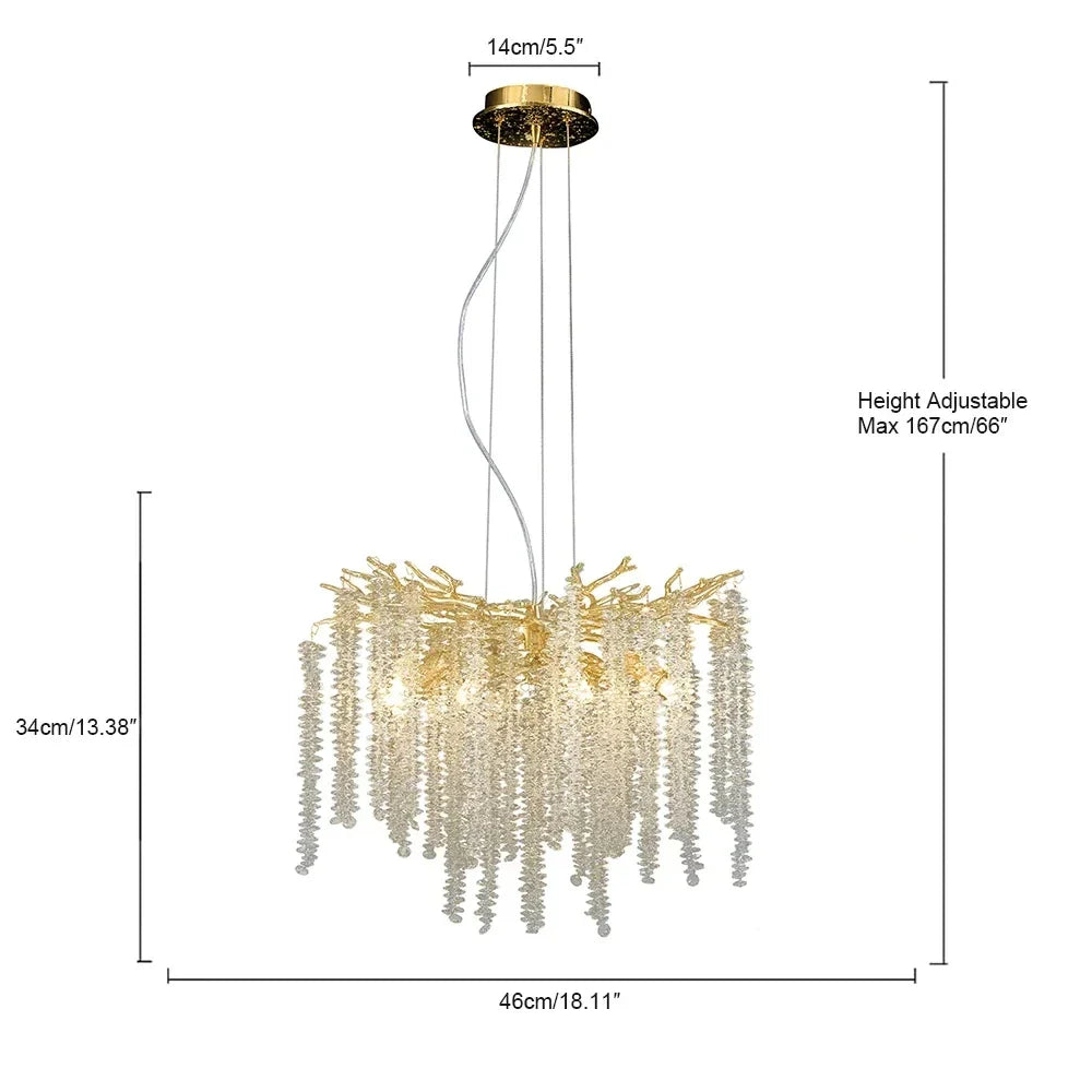 Afralia™ Gold Branch Crystal Chandelier for Bedroom Living Dining Room