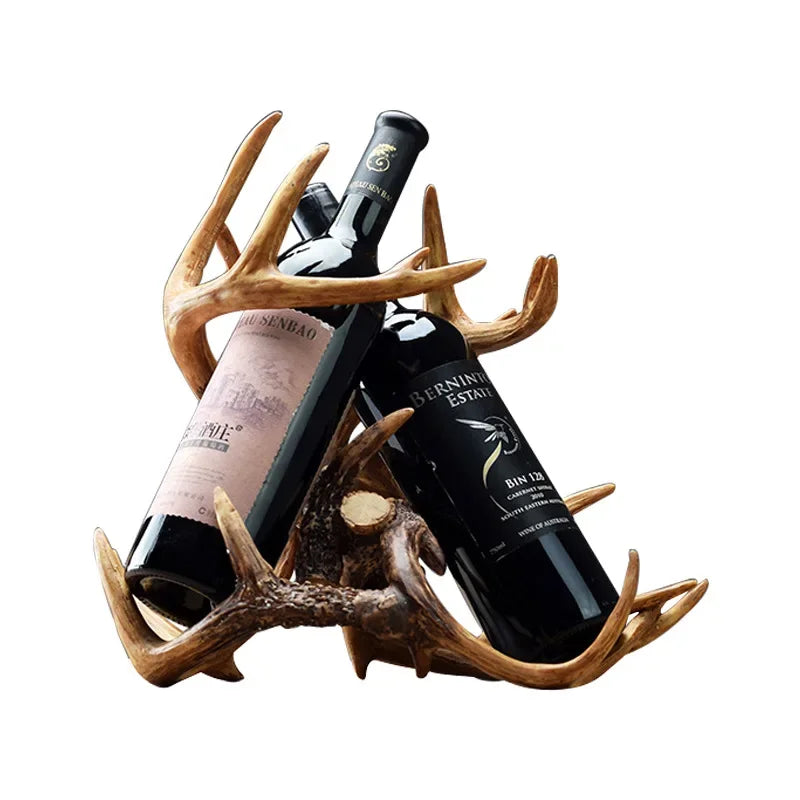 Afralia™ Buckhorn Wine Holder - Decorative Resin Antlers Bottle Rack